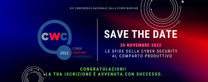 Save the date: ARIA alla XIII edizione delle Conferenza Nazionale sulla Cyber Warfare