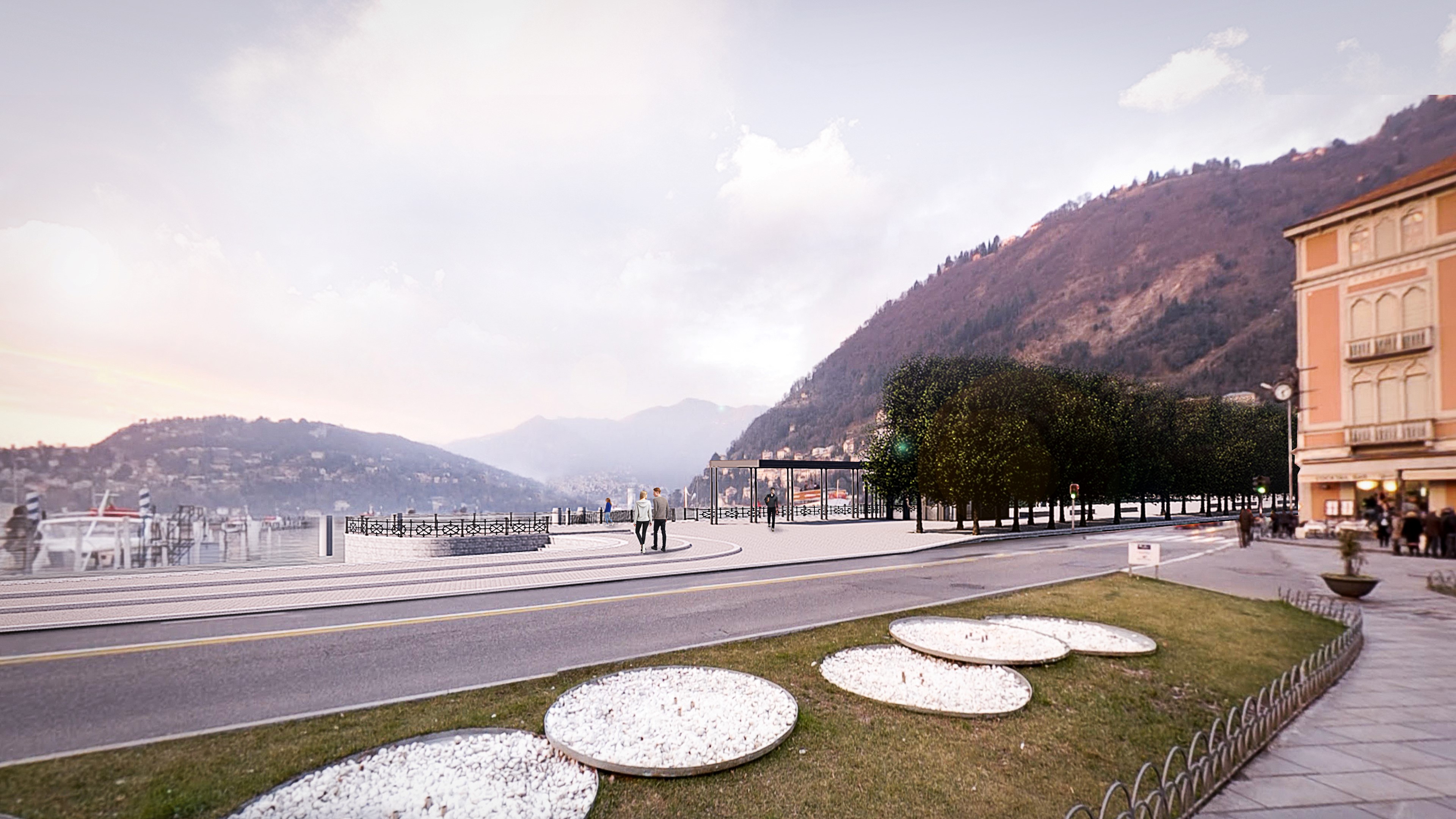 Visione dalla gradinata su P.zza Cavour verso Viale Trieste